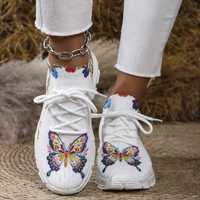Pantofi sport, tricotati, pentru femei, cu model fluturi NOI