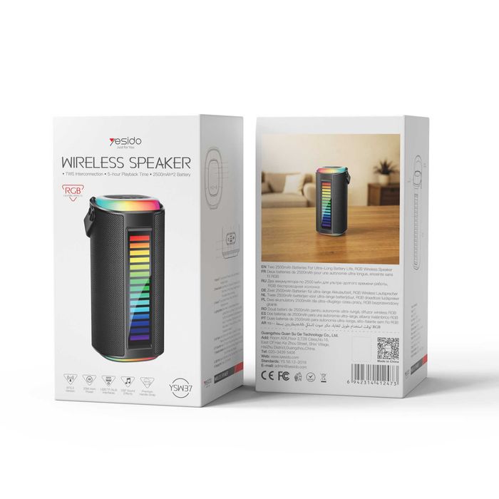 YESIDO YSW37 — Портативная Bluetooth-Колонка с RGB 10W. Есть доставка