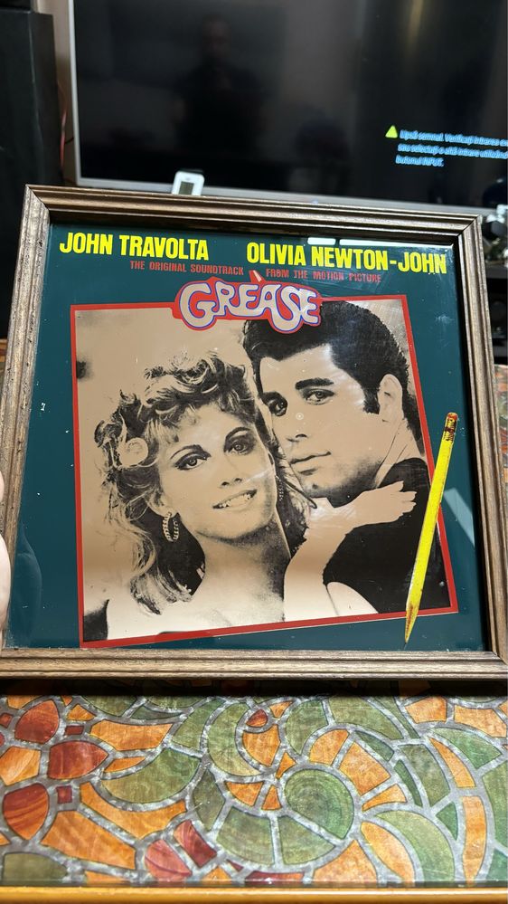 Tablou Oglinda Gravata Grase John Travolta Olivia Newton-John-Vintage