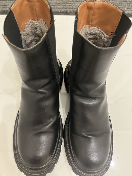 Зимние женские челси с мехом — состояние почти новое!