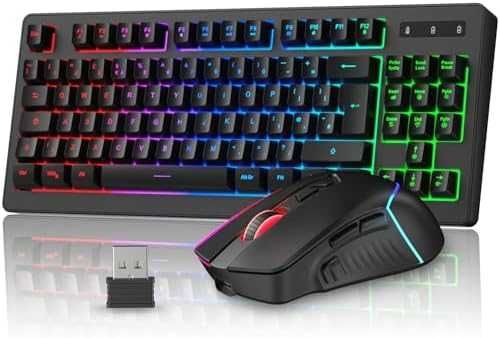 Нова Безжична гейминг клавиатура мишка RGB TKL UK Layout за PC/конзоли