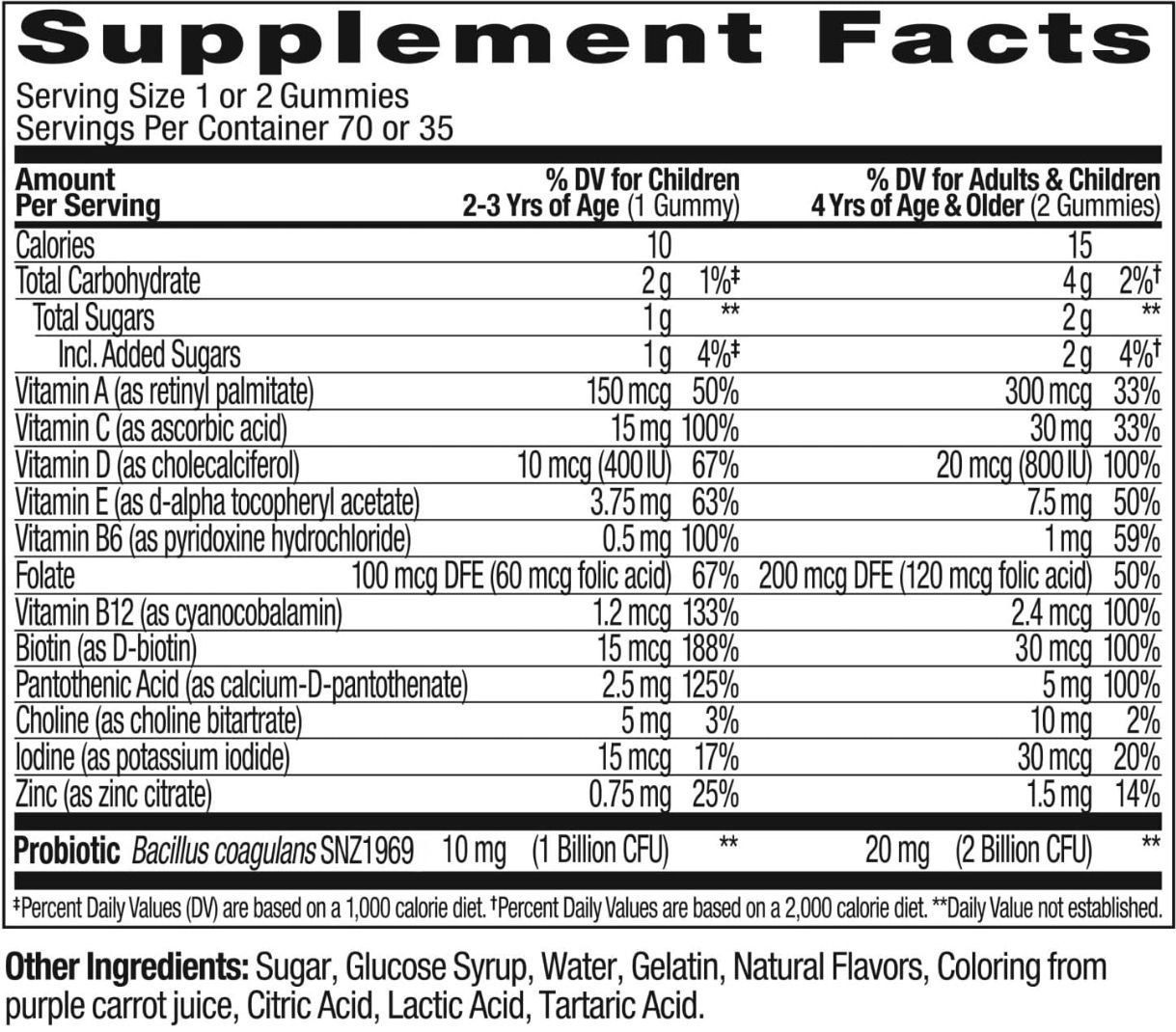 Детские витамины и пробиотики Olly kids multivitamin & probiotic gummy