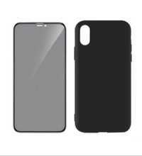 Set Folie Sticla Privacy + Husa Slim iphone XS Max Negru