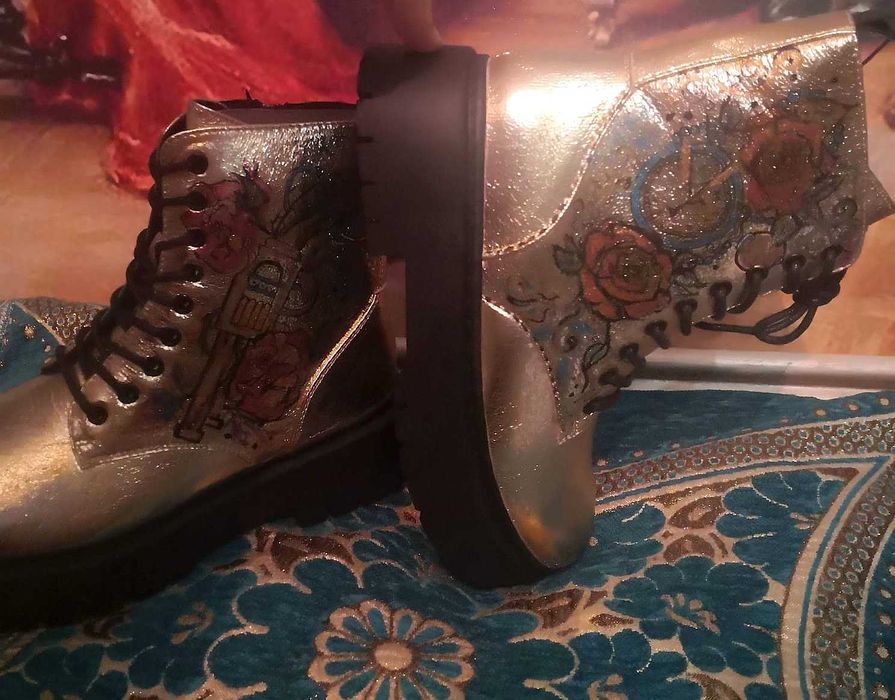 Ghete piele lux Guns  & Roses rock