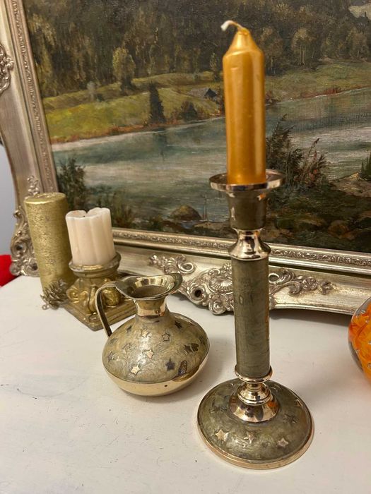 DN220 Set 2 obiecte frumoase de bronz cloisonne stelute 700g 10si20cmh