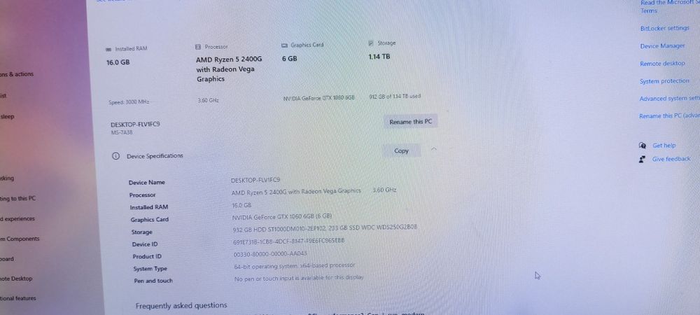 Pc gaming ryzen 5 2400g gtx1060 16gb DDR4