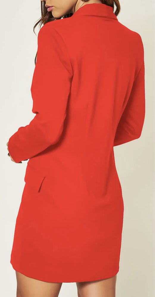 Unique21 double breasted asymmetric blazer dress in red