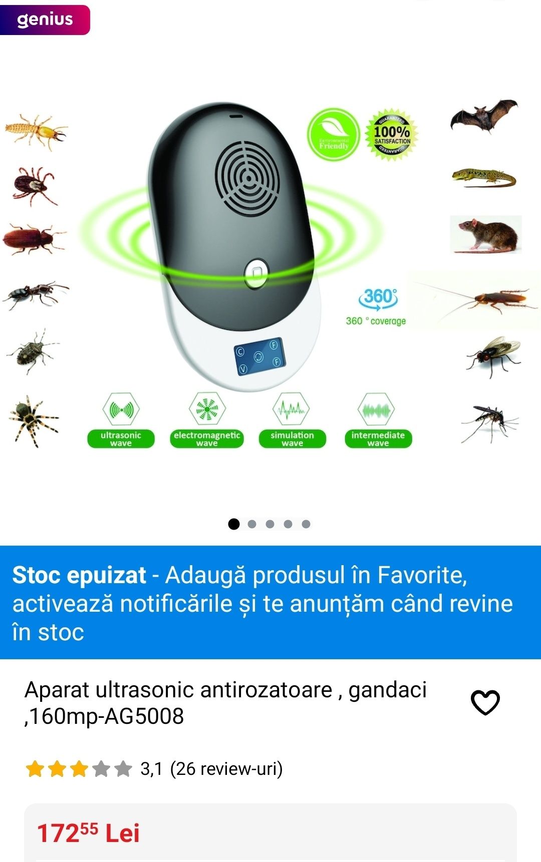 Aparat ultrasonic antirozatoare insecte  gandaci