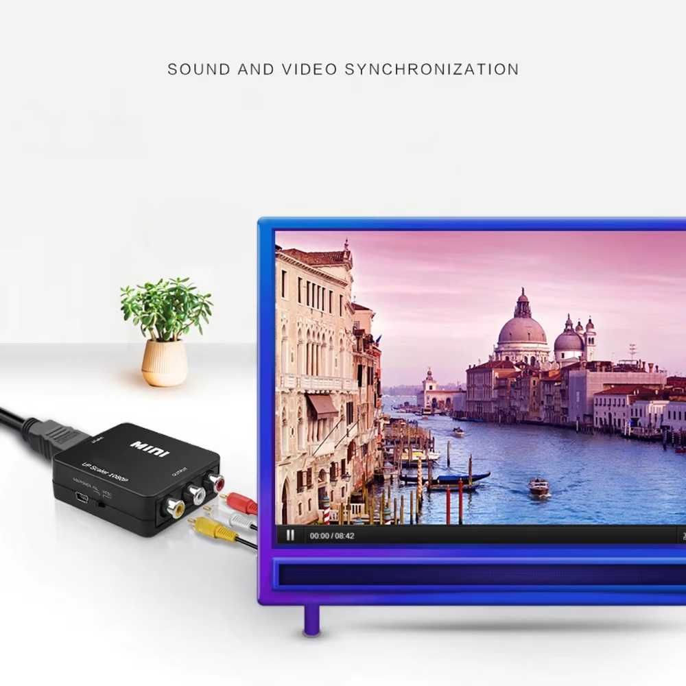 HDMI към AV RCA 3 чинча или обратно aдаптер FULL HD чинчове конвертор