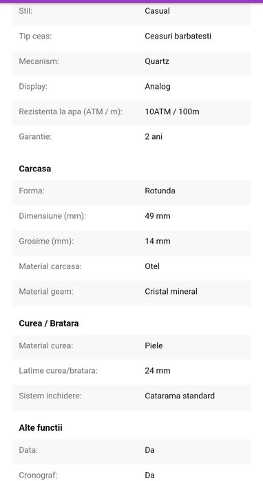 Ceas Fossil barbatesc
