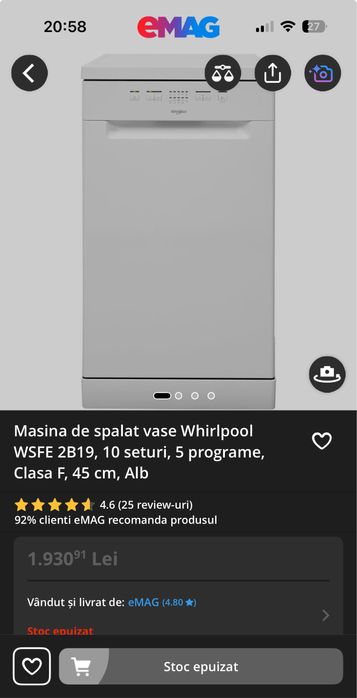 Masina de vase whirlpool