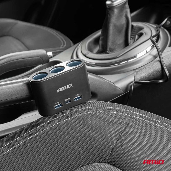 разклонител за запалка с зарядно устройство 2x usb-a 1x usb-c 12v ...