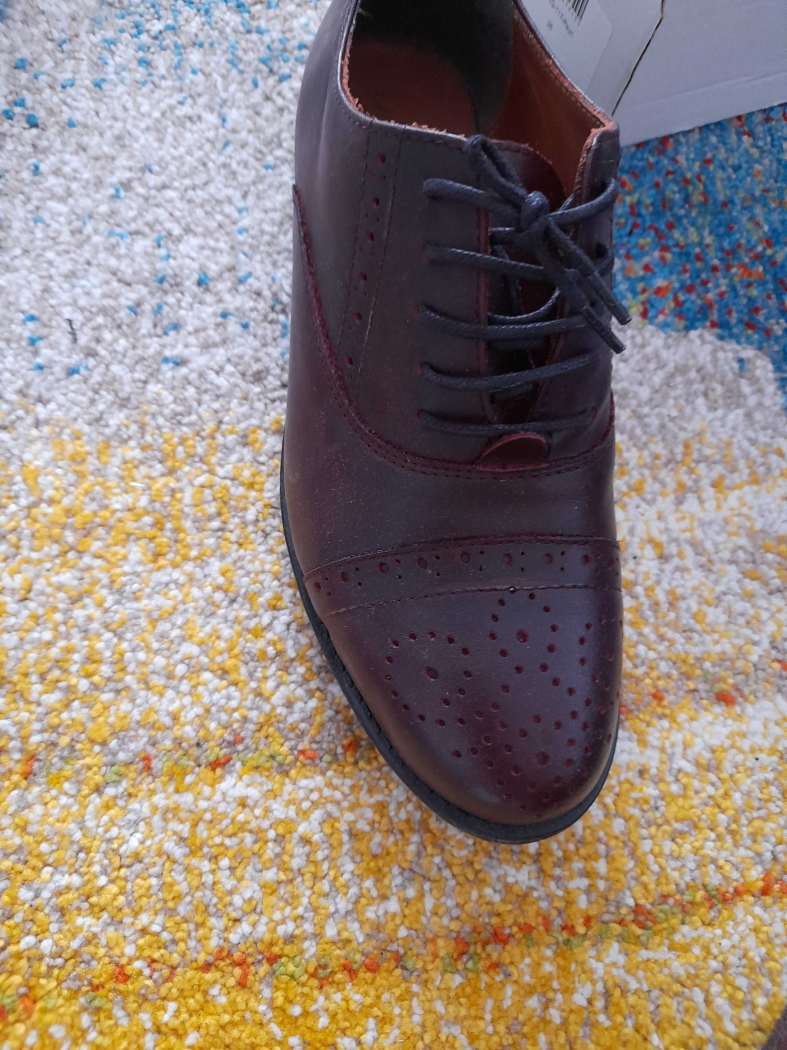 pantofi piele naturala oxford bordo dasha