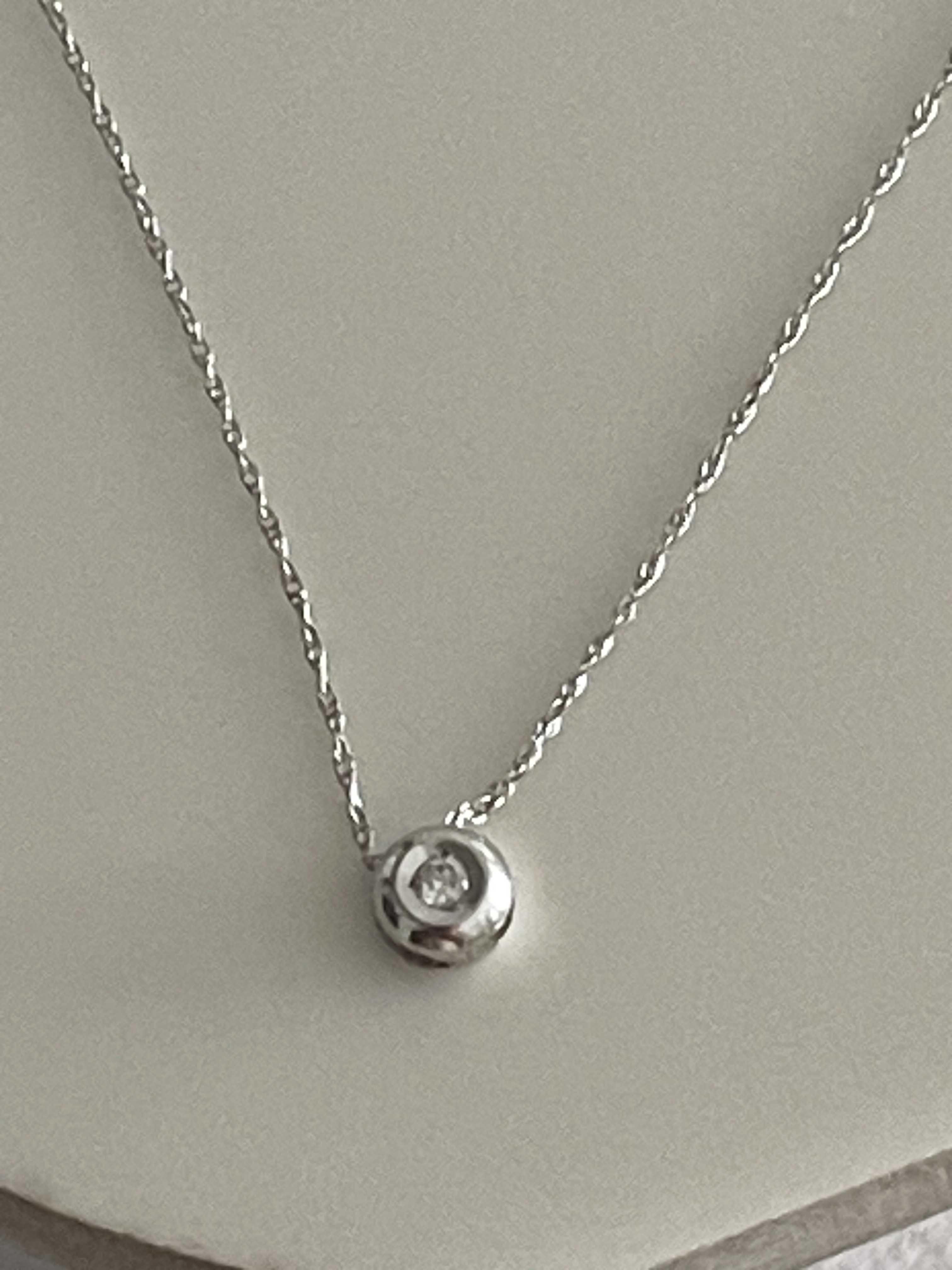 Colier aur alb 18K 1gr cu diamant 0,03 carate, 42cm