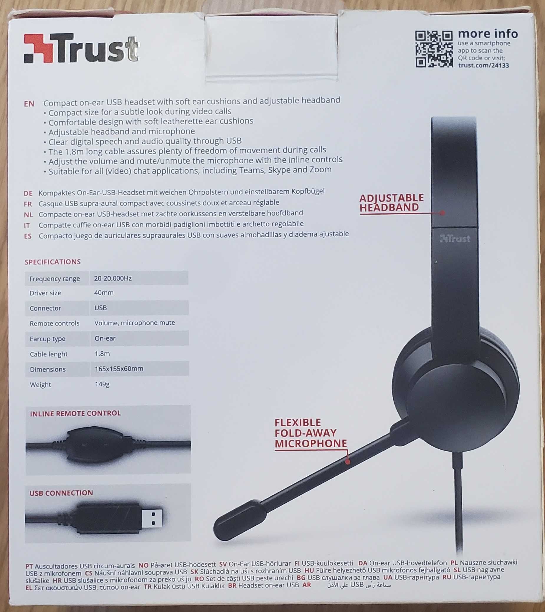 Слушалки с микрофон: Trust Rydo On-Ear USB Headset - Неизползвани