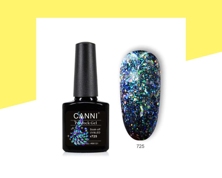 Професионален UV/LED брокатен гел лак с ефект „паунови пера“ CANNI