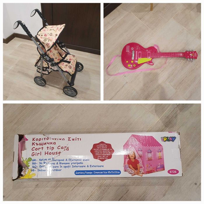 Детска количка за кукли, палатка за игра и електронна китара