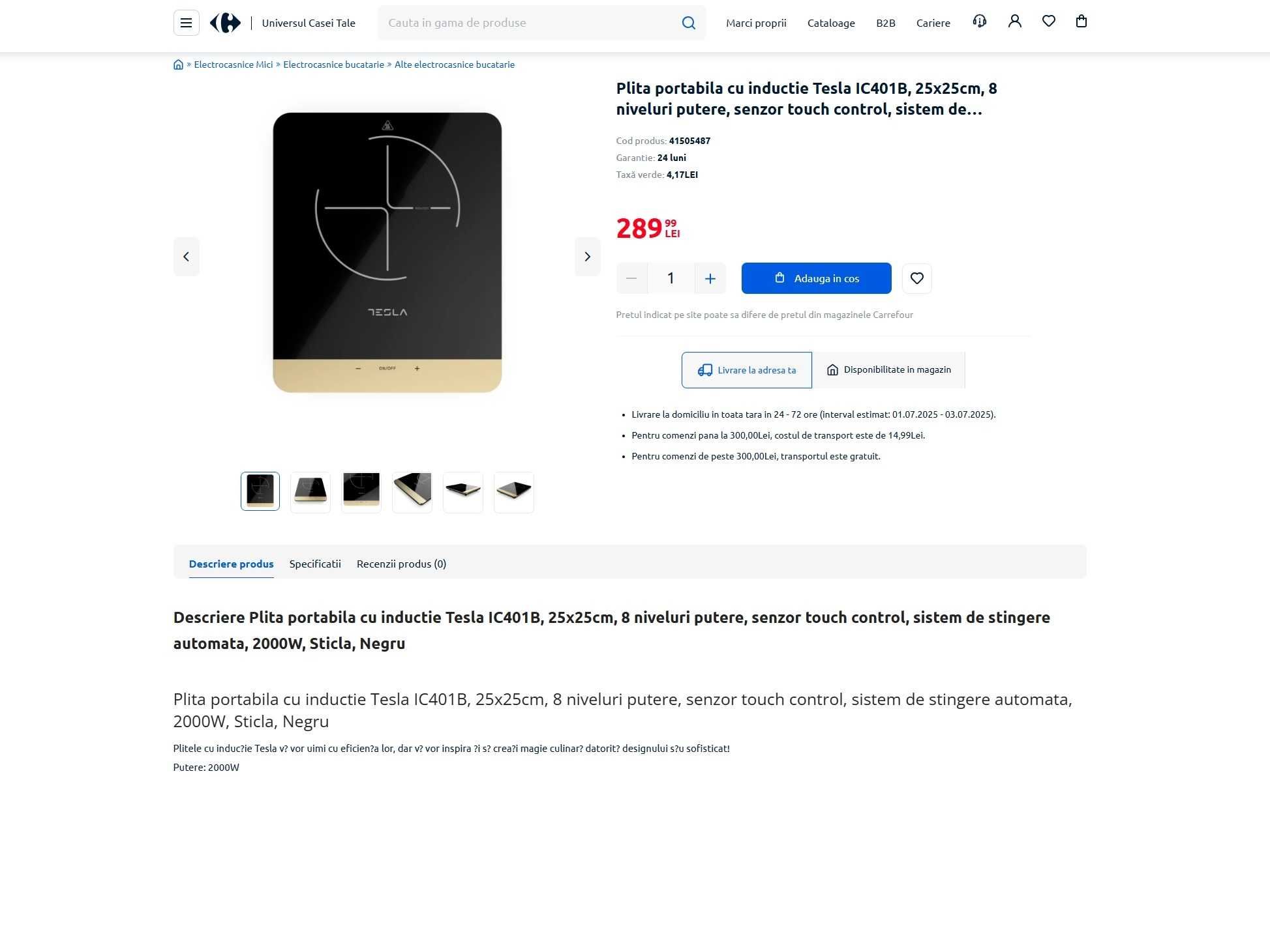 Plita portabila cu inductie Tesla