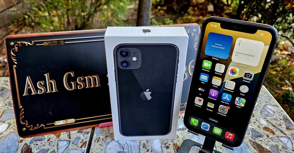 Iphone 11 black 64gb full box, baterie 100%