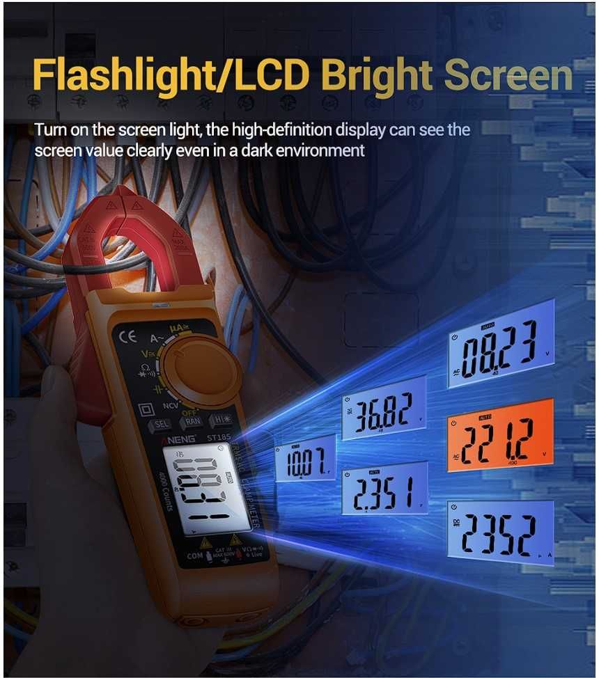 Cleste ampermetric True RMS clampmetru 200A Aneng ST185 multimetru