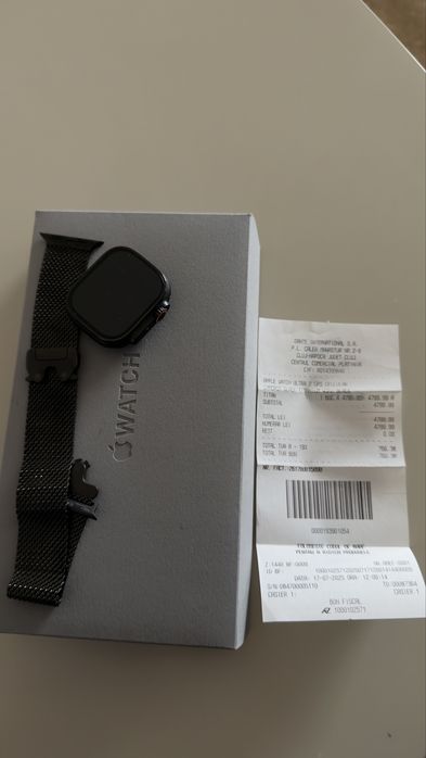 APPLE Watch Ultra 2, GPS + Cellular, 49mm Black Titanium,Garantie eMag