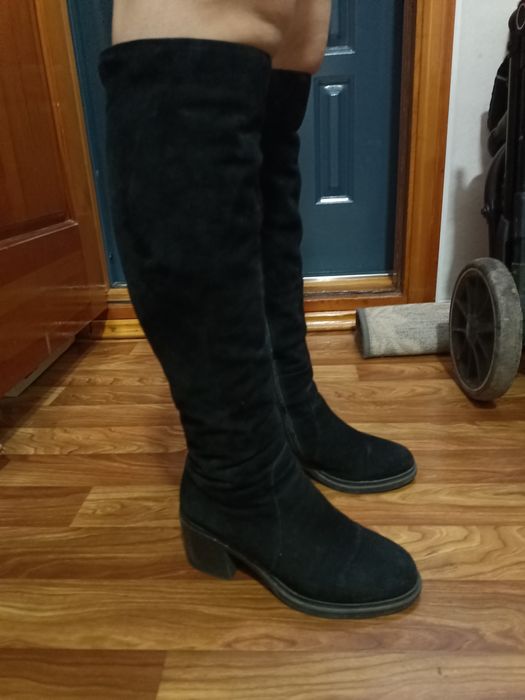 Сапоги зимние замша и кожа
