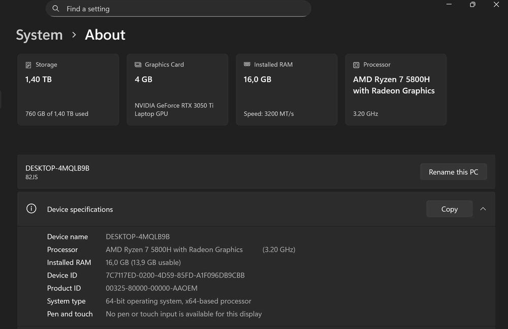 Lenovo Legion 5 Pro – 165Hz 2560×1600 • RTX 3050 Ti • Ryzen 7 5800H