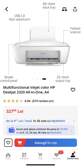 Multifunctional inkjet color HP Deskjet 2320 All-in-One, A4