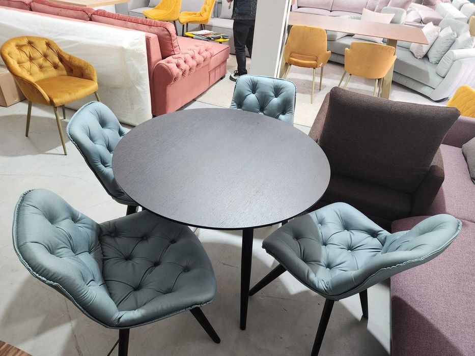 vand 4 buc  scaune Vida Chester + masa de lemn D=1000 + picioare lemn