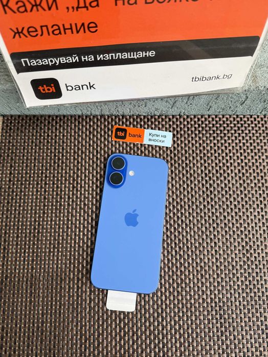 100% Battery! 256GB! iPhone 16 Лизинг от 50лв/м Ultramarine ГАРАНЦИЯ