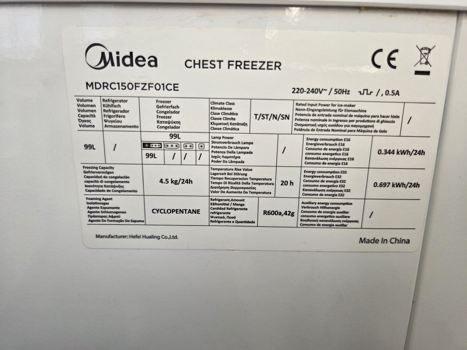 Фризер Midea тип ракла 99л