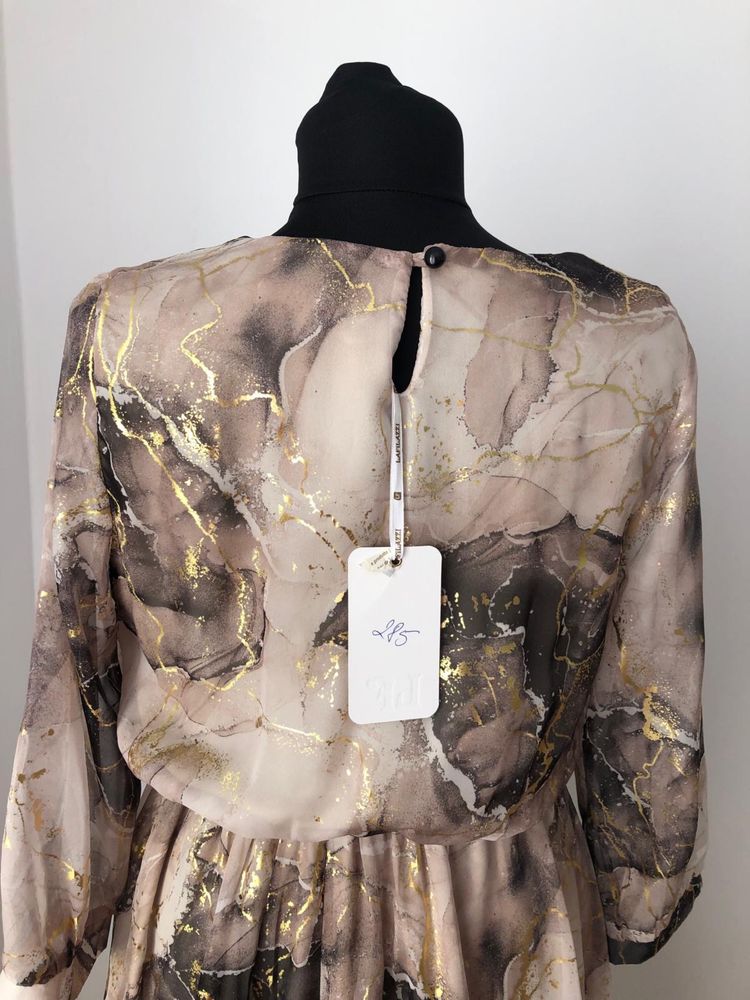 Rochie midi cu imprimeu auriu