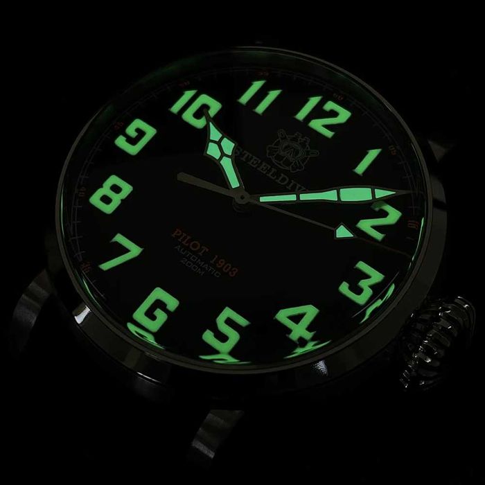 Steeldive SD1903 Pilot 47 mm Diver 20 ATM Automatic Seiko NH35