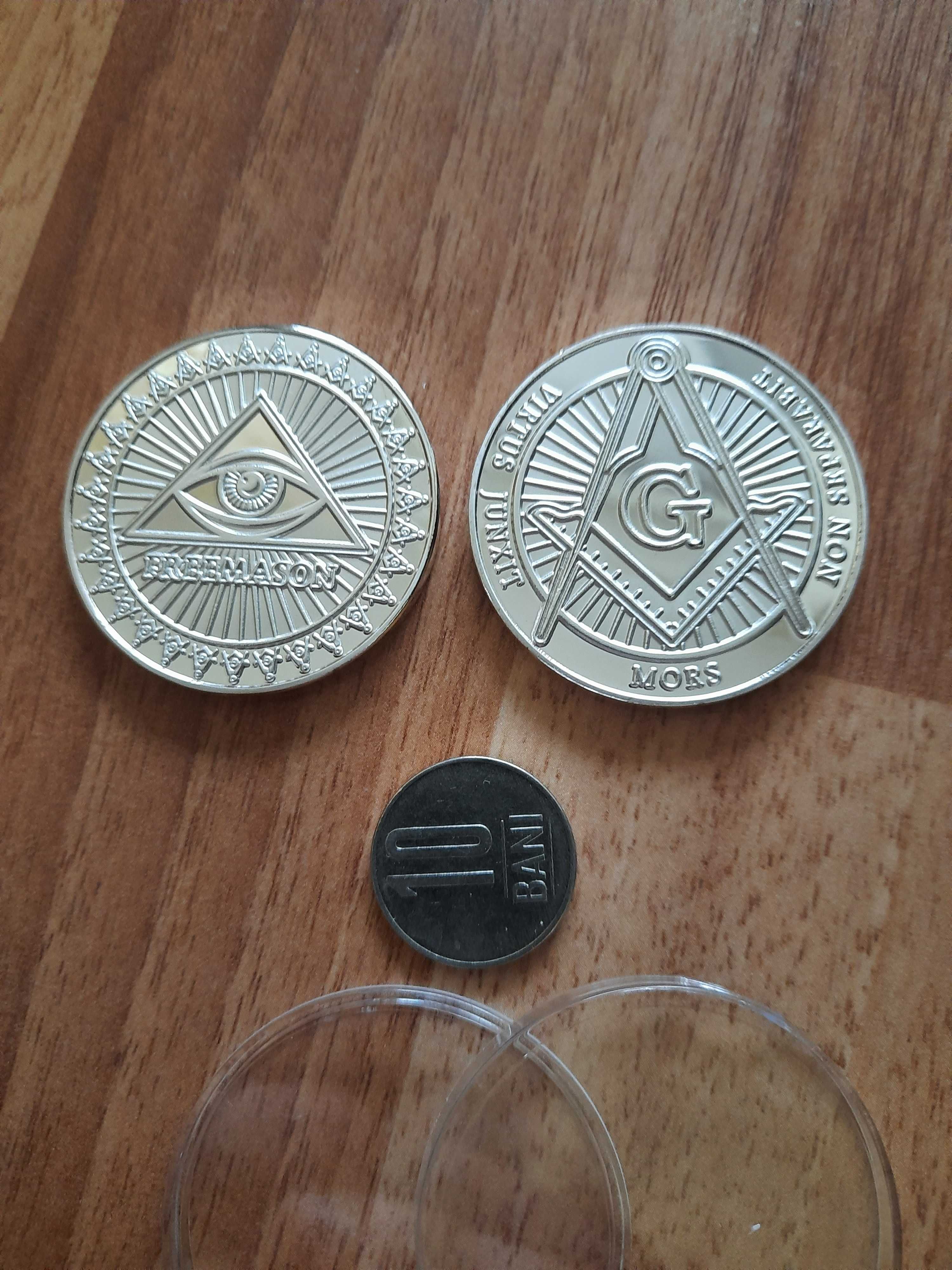 Moneda medalie illuminati masoni placata cu argint UNC MND-10