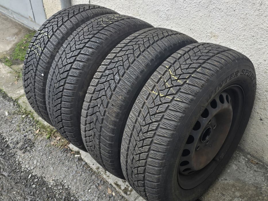 Anvelope Iarnă 195/65/R15 7mm + jante tablă R15 VW Golf /Skoda/Seat/Au
