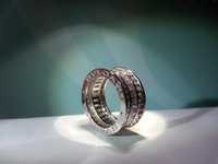 Сребърен пръстен с багети, модел на BVLGARI