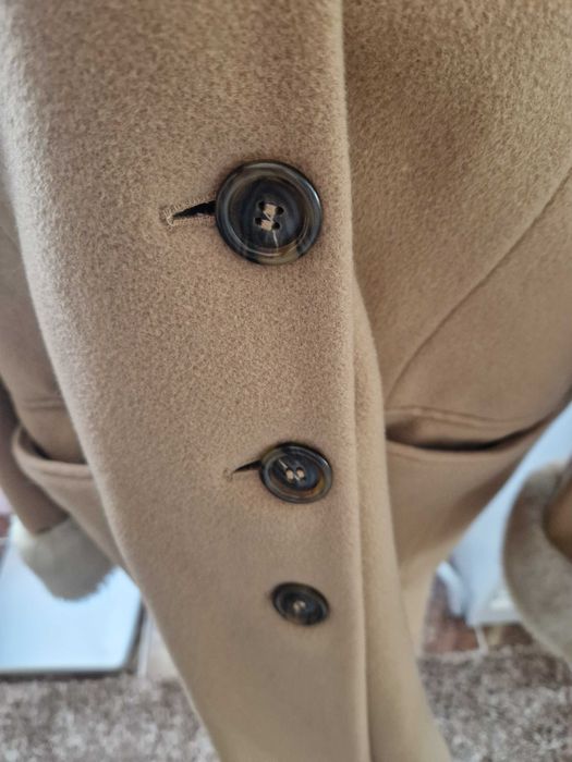 Palton damă din Cașmir cu blană naturala – mărimea XXL impecabil