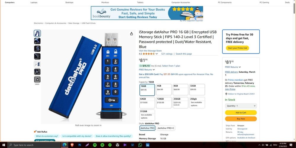 Secure USB 3.0 Flash Drive 16 GB by Datashur Pro