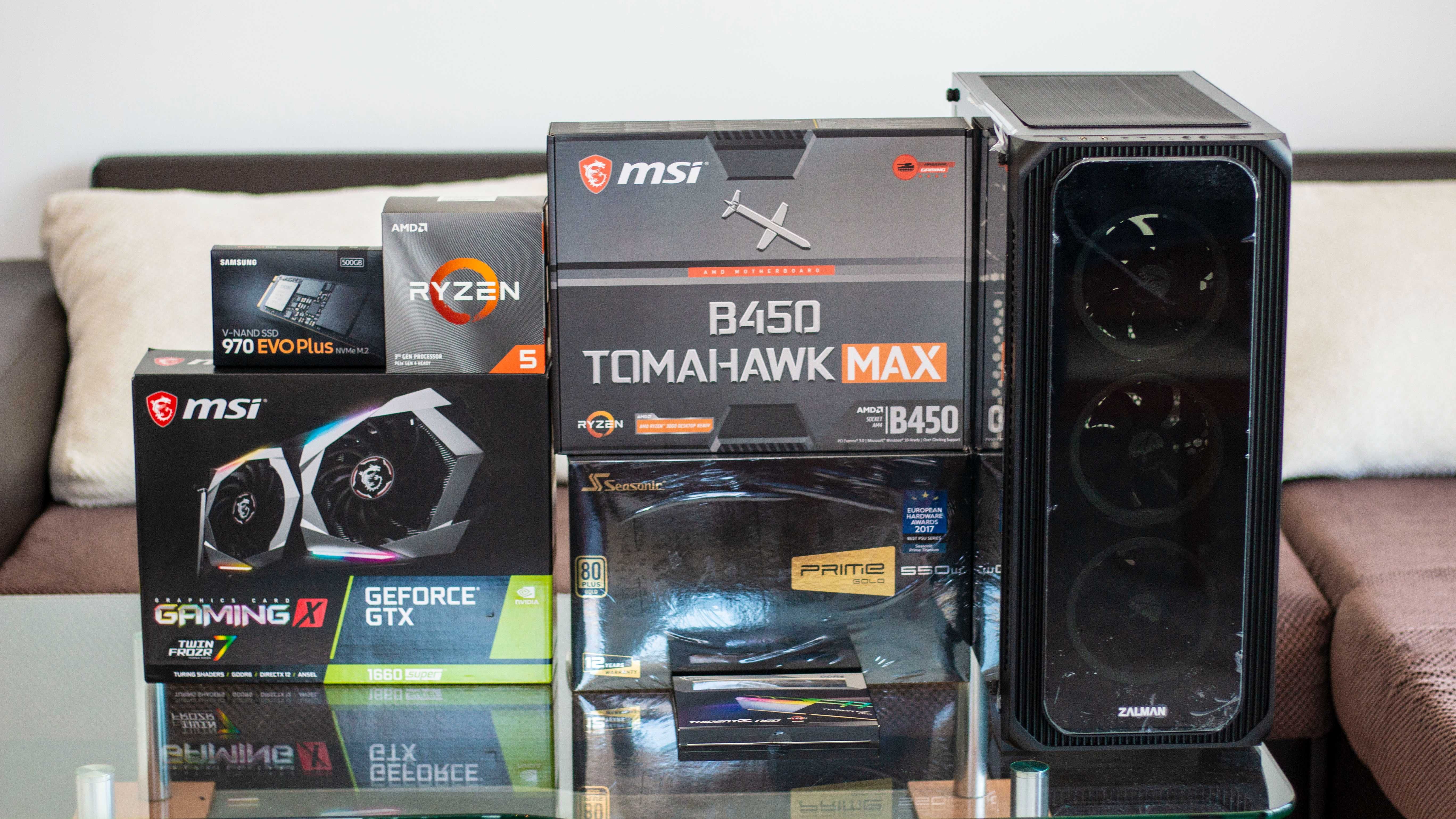 Ryzen 5, MSI 1660 SUPER,16 GB, 500GB SSD, 4TB HDD - Геймърски Компютър