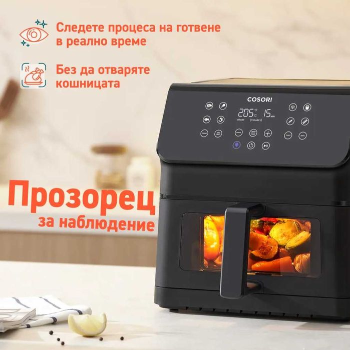 Фритюрник с горещ въздух Cosori Premium 6.2л. С прозорче CAF-P652-KEU