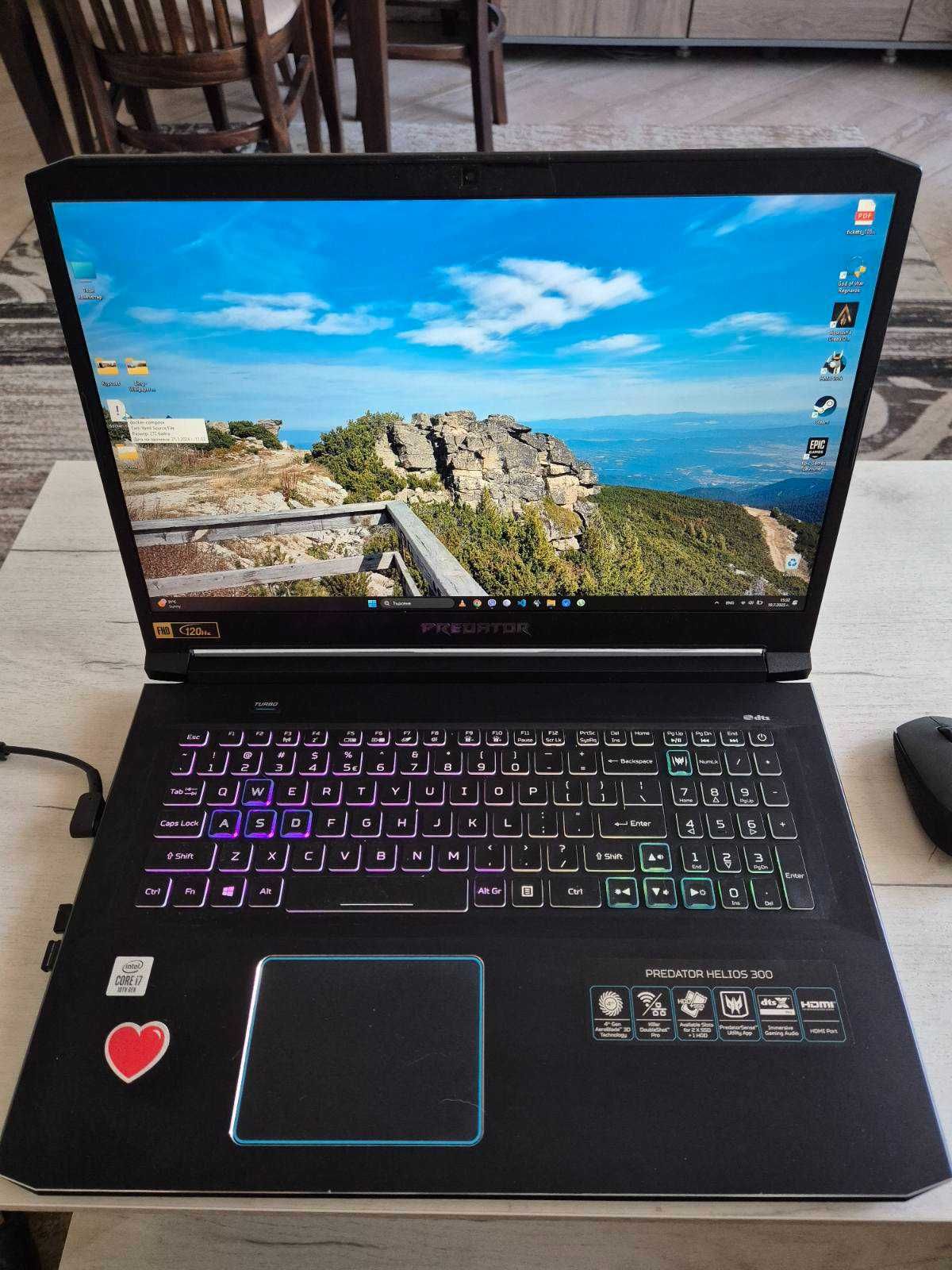 Acer Predator Helios 300 17.3 инчов екран + подарък