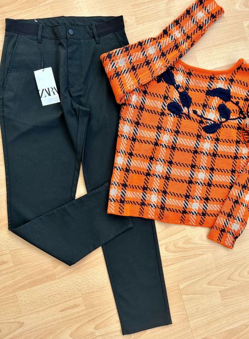 Zara нов черен панталон и Intrend MaxMara пуловер