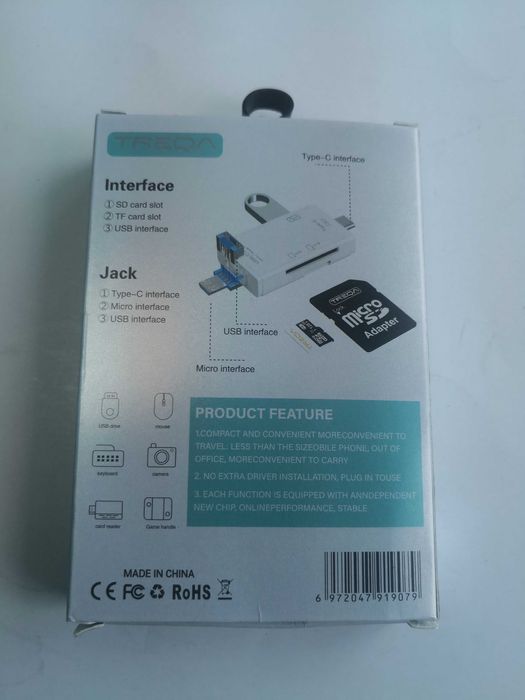 Cititor de card OTG 6-in-1 cu usb 3.0 - tip c - card sd