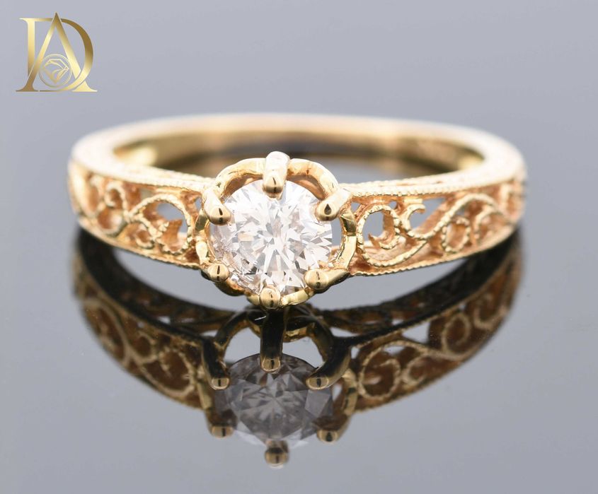 Нов Златен Пръстен с 0.55кт Естествен Брилянт