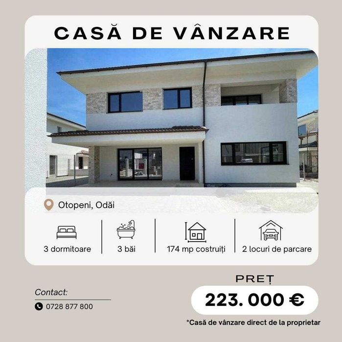 Super Casă Noua în Otopeni – 120mp, 4 camere, 3 bai si 315mp teren