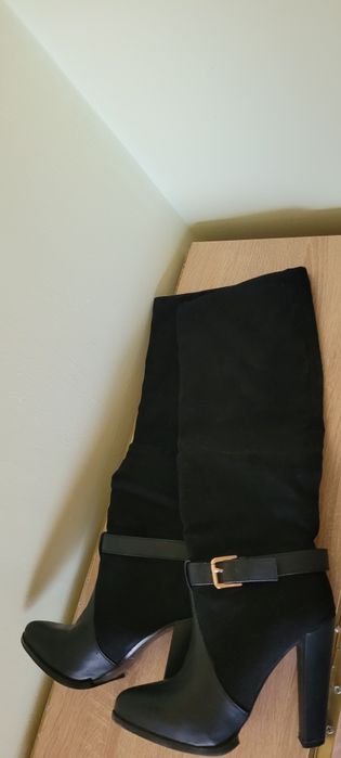 Cizme cu toc, negre, inalte, zara 37