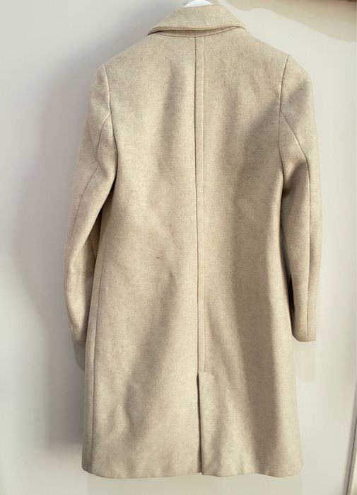 Palton dama Stradivarius marime S culoare alb/bej deschis
