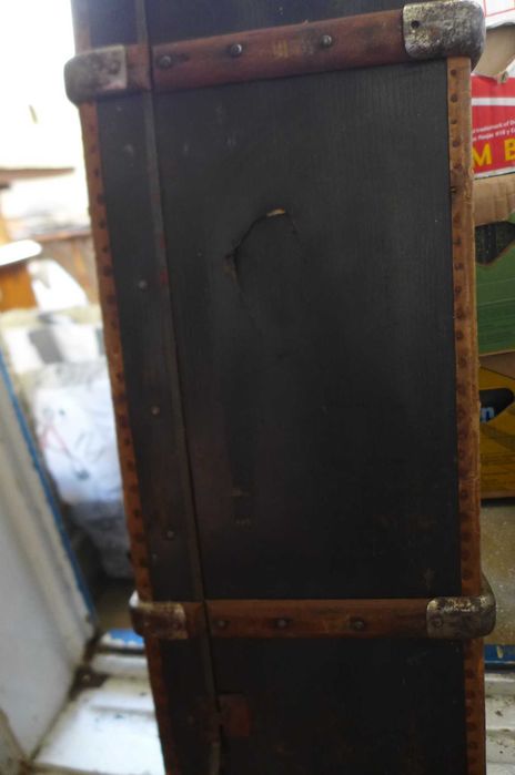 Geamantan Vechi Retro Vintage Cufar Lemn Carton Piele Metal 70/40cm