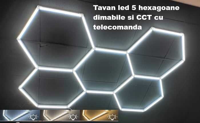 Tavan led honeycomb CCT din intrerupator - 5, 7, 11 sau 14 hexagoane