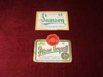 Стари етикети от бира Pilsen Urquell и Samson